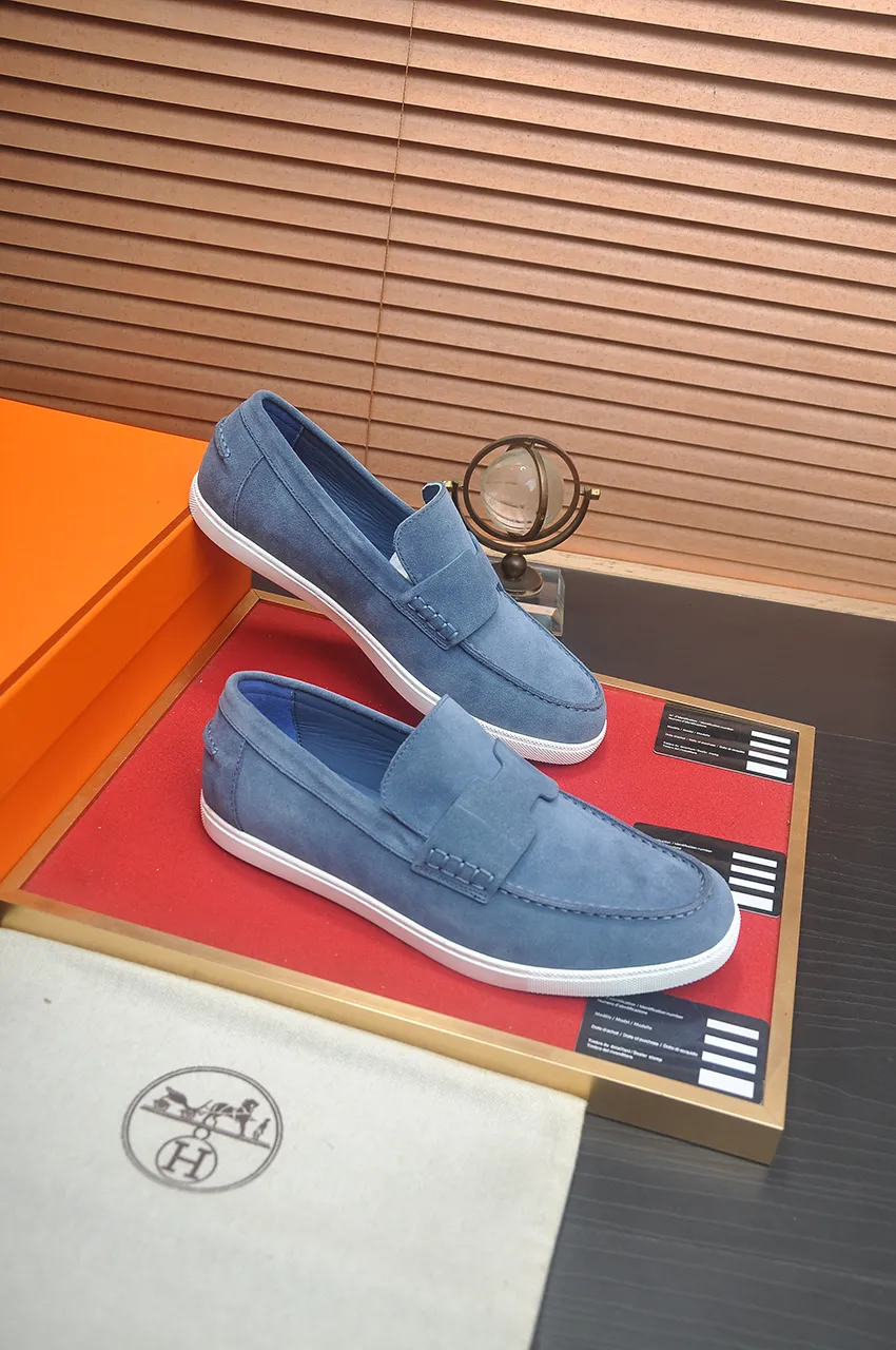 Men's Men's Shoes💰560💶[[HERMES]] (High-end Niuli) New 🍀 HERMES - top version of Hermès classic casual leather shoes! Made of imported original cowhide, the inner top layer is comfortable cowhide lining! Original wear-resistant rubber outsole! High quality products! Code number 39-45 (45 customized)